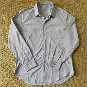 Ministry of Supply Blue White Striped Dress Shirt Large